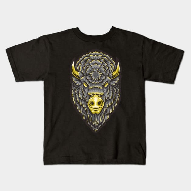 BISON HEAD Kids T-Shirt by NSC.gd